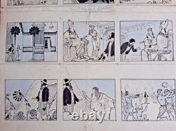 Planche de BD originale non signée. Le rapin pharaon