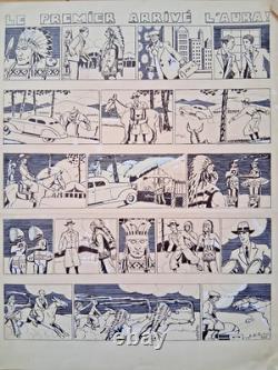 Planche de BD originale signée ASY. Far West. Indiens