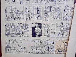 Planche de BD originale signée ASY. Le géant et le nain