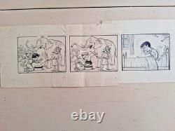 Planche de BD originale signée G. RI. Humour. Elephant