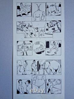 Planche de BD originale signée GEORGE -EDWARD. Humour. Elephant