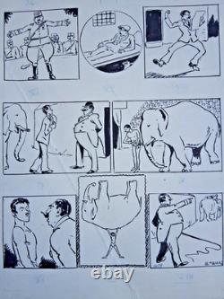 Planche de BD originale signée GEORGE -EDWARD. Humour. Elephant