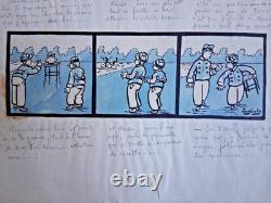 Planche de BD originale signée LOUIS TYBALT. Militaria. Soldat. Troupes. Humour