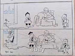 Planche de BD originale signée MARCEL CAPY. On va arroser Grand-papa