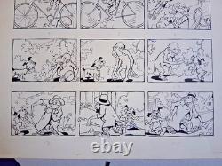 Planche de BD originale signée PAUL D'ESPAGNAT. Dig & Dog. Singes