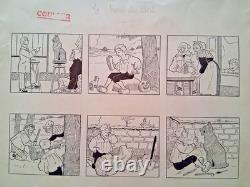 Planche de BD signée ASY. Paysage. Chien