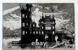 Planche dessin original Albert Robida. Tour de Nesle 1883