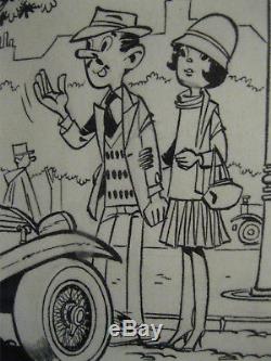 Planche originale de Mittéï montée en lampe Tintin 32 p12/13 1/1 de 1965