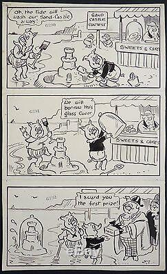 Planche originale de the PIGGYWIGS de BERTIE BROWN vers 1930 cochon pig