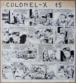 Planche originale dessin Raymond POÏVET pour COLONEL X Coq Hardi 1950