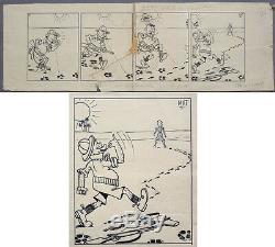 Planche originale strip de Marcel TURLIN dit MAT vers 1945 dessin à l'encre