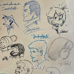 Planche unique de 11 dédicaces avec cadre Format 30 x 21 cm