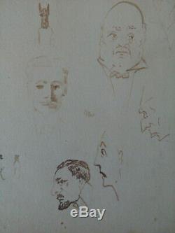 Portraits/ Caricatures Planche original à l'encre XIXème/début 20ème