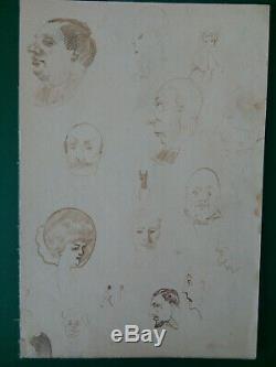 Portraits/ Caricatures Planche original à l'encre XIXème/début 20ème
