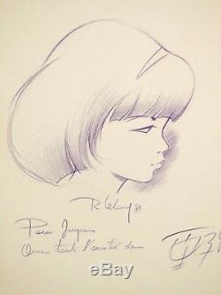 R. LELOUP Superbe dessin dédicacé de YOKO TSUNO 1981 + TT N°3 NEUF