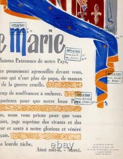 RARE planche originale dessins Pierre Joubert revue 1946 tampons scout de franc