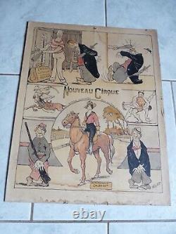 Rare planche de dessins en couleurs de Louis Talon dit NOLLAT Nouveau Cirque