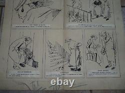 Rare planche originale de dessins à l'encre de Théodore VAN ELSEN (1896-1961)
