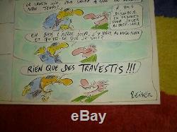 Reiser planche originale couleur dessin EO charlie hebdo années 70 signé bd bébé
