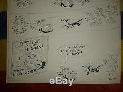 Reiser planche originale dessin EO charlie hebdo années 70 signé bd chiens