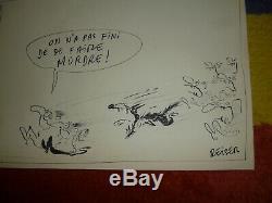 Reiser planche originale dessin EO charlie hebdo années 70 signé bd chiens