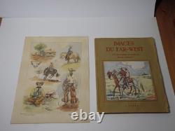 Roger GRADET illustrateur FAR-WEST Planche originale, Aquarelle signée de 1946