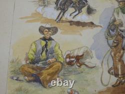 Roger GRADET illustrateur FAR-WEST Planche originale, Aquarelle signée de 1946