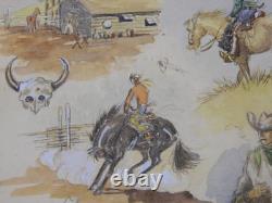 Roger GRADET illustrateur FAR-WEST Planche originale, Aquarelle signée de 1946