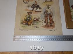 Roger GRADET illustrateur FAR-WEST Planche originale, Aquarelle signée de 1946