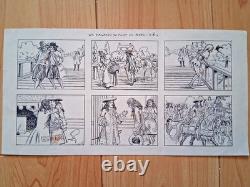 Série de 2 planches de BD signée A. FALCO. XVIIe siècle. Militaire