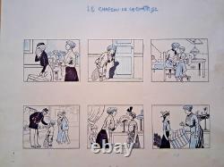 Série de 2 planches de BD signée ARSÈNE BLONDEAU. Mode. Femme