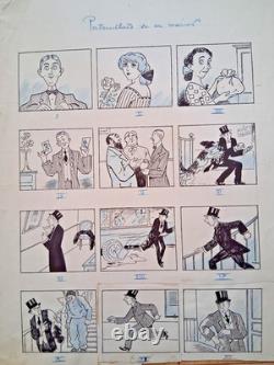 Série de 2 planches de BD signée MAURICE MOTHET. Mariage