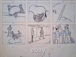 Série de 2 planches de BD signée PAUL D'ESPAGNAT. L'Espion