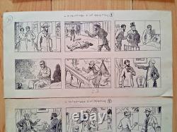 Série de 3 planches de BD non signée. Crime. Meurtre