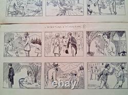 Série de 3 planches de BD non signée. Crime. Meurtre