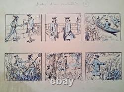 Série de 5 planches de BD signée LUC LEGUEY