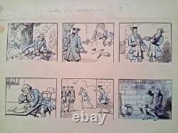 Série de 5 planches de BD signée LUC LEGUEY