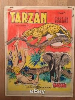 TARZAN Dessin original de couverture avec calque couleurs BE