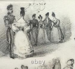 Tableau Planche dessins originaux par Jean Gigoux (1806-1894) Carnets