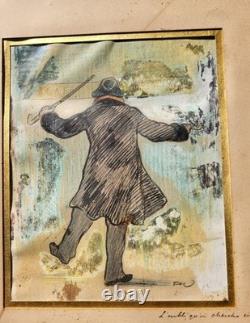 Unique! Planche Composee De 3 Dessins Originaux De Frederic Auguste Cazals