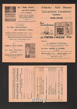 VENTE Hergé Lot 104 TINTIN publicité albums Casterman 1939-40 Rare