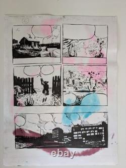 VUILLEMIN Dessin Original Couleur Signé + Planche BD au Verso L'Écho Rare