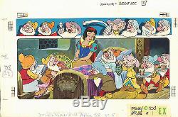 Walt Disney studio, superbe dessin original de Blanche Neige et les 7 nains